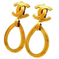Vintage Chanel Logo Earrings