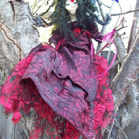 Red Queen OOAK Fairy Doll-Faeryspell Creations - Thumbnail 1