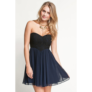 Sweetheart Lace Overlay Dress - Peach - Thumbnail 2