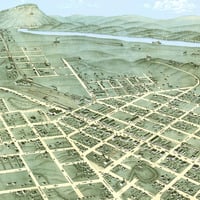 Chattanooga, Tennessee in 1871 - Bird's Eye View, Map, Aerial, Panorama, Vintage, Antique, Fine Art, Wall Art - Thumbnail 4