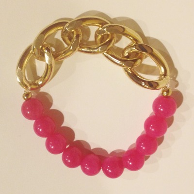 Gold cuban link bracelet - pink