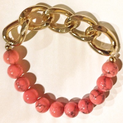 Cuban link bracelet - coral