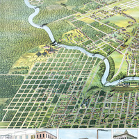 Houston, Texas in 1891 - Bird's Eye View, Aerial Map, Panorama, Vintage map, Antique map, Reproduction, Giclée, Fine Art, Wall Art - Thumbnail 2