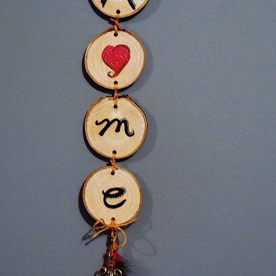 Wooden ash round wall hanging "home is where the heart is" wall decor