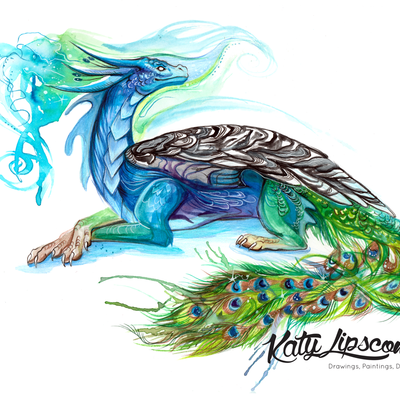 Peacock dragon - print