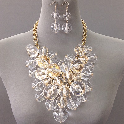 Clear gold bubble necklace