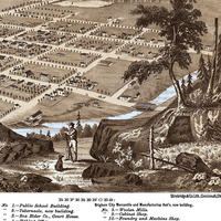 Brigham City, Utah Territory and The Great Salt Lake in 1875 - Bird's Eye View, Aerial Map, Panorama, Vintage, Antique, Fine Art, Wall Art - Thumbnail 2