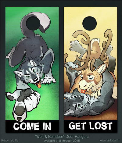 "Reindeer & Wolf" -- Door Hanger