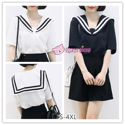 S-4xl 3 colors summer oversized sailor tee shirt sp152514