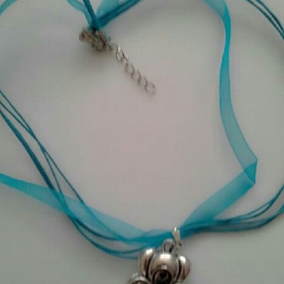 Cinderella inspired "cinderella's carriage" blue ribbon & chord necklace