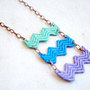 Chevon Lace Statement Necklace in Mint Green Blue Purple-1