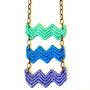 Chevon Lace Statement Necklace in Mint Green Blue Purple-2