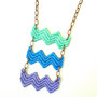 Chevon Lace Statement Necklace in Mint Green Blue Purple-3