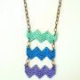Chevon Lace Statement Necklace in Mint Green Blue Purple-4