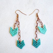 Chevron Lace Earrings in Teal Green