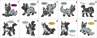261, 262 Poochyena, Mightyena Pan Stickers Pokemon
