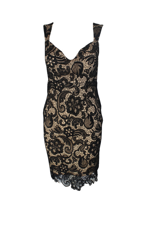 Black Flower Lace Bodycon Dress