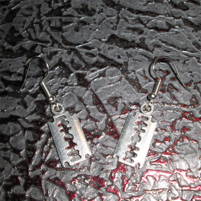 Simple razor blade earrings