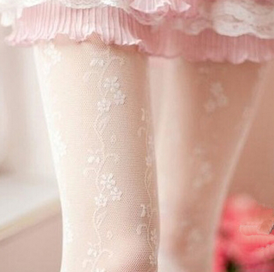 Japanese retro cute flower bud silk tights