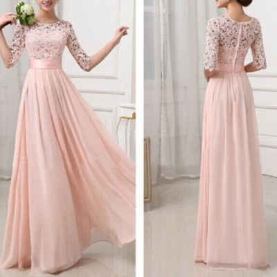 Fashion lace stitching chiffon dress   44