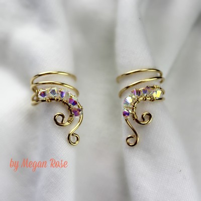 Set of two ear cuffs with swarovski crystal - aurora borealis