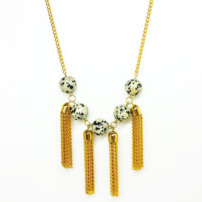 Dalmation jasper tassel necklace : the cleopatra necklace