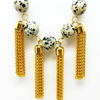 Dalmation Jasper Tassel Necklace : The Cleopatra Necklace - Thumbnail 2