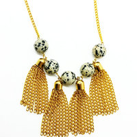 Dalmation Jasper Tassel Necklace : The Cleopatra Necklace - Thumbnail 4