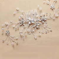 Art Deco Style Bridal Wedding Bride Rhinestone Crystal Silver Handmade Hair Comb - Thumbnail 3