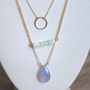 Blue Agate Teardrop Necklace || Gold Filled Necklace || Gemstone Jewelry-1
