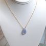 Blue Agate Teardrop Necklace || Gold Filled Necklace || Gemstone Jewelry-4
