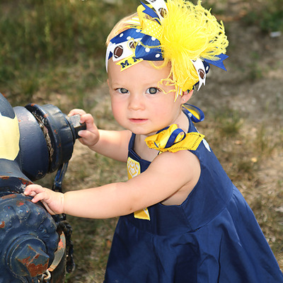 Custom football you chose the colors boutique over the top baby girls hair bow on a headband.  