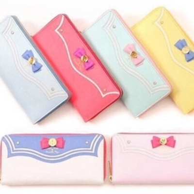 Cartoon sweet bowknot sailor zipper wallet