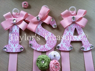 Taylors Treasures - Hair Bow Holder - Patterned Letter - Nursery Letters