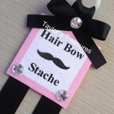 Taylors treasures - hair bow stache - hair bow holder - mustache - any color ribbon or any accent color