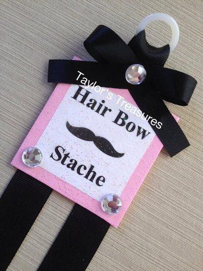 Taylors Treasures - Hair Bow Stache - Hair Bow Holder - Mustache - Any Color Ribbon or Any Accent Color