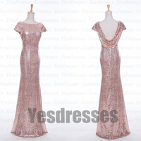 Gorgeous bridesmaid dress, short sleeve bridesmaid dress, long bridesmaid dress, sequin bridesmaid dress, 2015 popular bridesmaid dress, PD15271 - Thumbnail 1