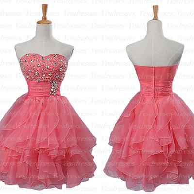 Short homecoming dress, watermelon prom dress, lovely prom dress, junior homecoming dress, cheap homecoming dress, homecoming dresses, pd15101