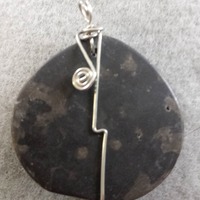 Wire Wrapped Stone Pendant with Spiral - Thumbnail 1