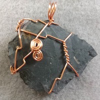 Wire Wrapped Bifacial Spear Point Pendant - Thumbnail 1