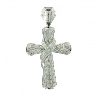 10KT White Gold Diamond Cross 