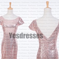 Cap sleeve bridesmaid dress, sequin bridesmaid dress, best sale bridesmaid dress, Long bridesmaid dress, popular  bridesmaid dress, PD15117 - Thumbnail 1