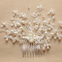 Vintage Style Swarovski Pearl Bride Rhinestone Crystal Wedding Hair Comb - Thumbnail 2