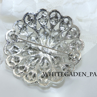 Round Flower Bouquet Crystal Rhinestone Wedding Bridal Brooch Pin - Thumbnail 1