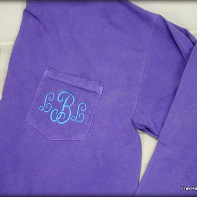 Comfort colors long sleeve monogrammed pocket t-shirt