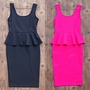 Pink/Black Peplum Dress-2