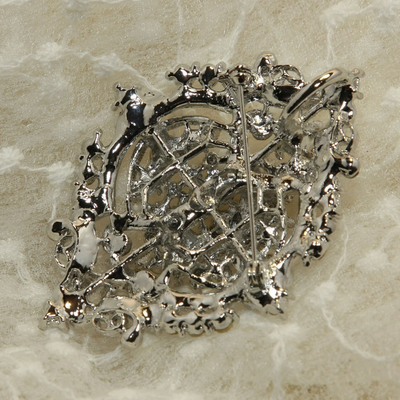 Clear or ab rhinestone crystals bridal wedding cake oval vintage pendant brooch pin