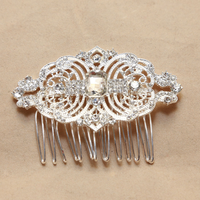 Vintage Style Rhombus Rhinestone Wedding Bridal Tiara Bride Hair Comb 3" - Thumbnail 2