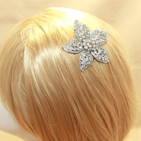 Crystal Rhinestone Rhombus Applique Wedding Bridal Dress Prom Silver Motif - Thumbnail 1