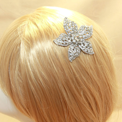 Crystal rhinestone rhombus applique wedding bridal dress prom silver motif